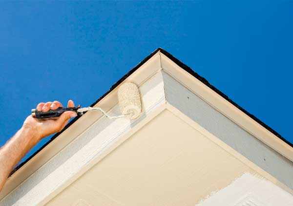 Operator painting a fascia in White