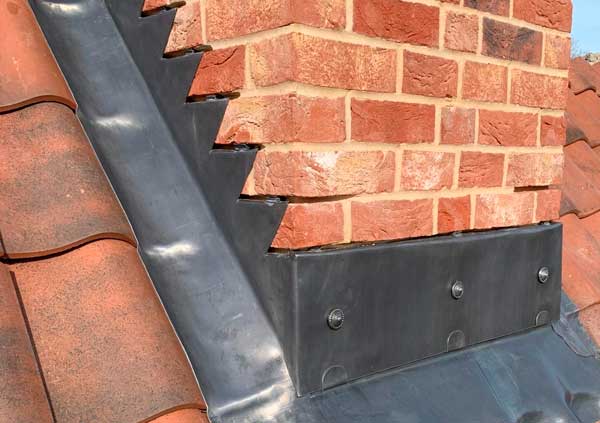 Waterproofing a chimney with leadwork