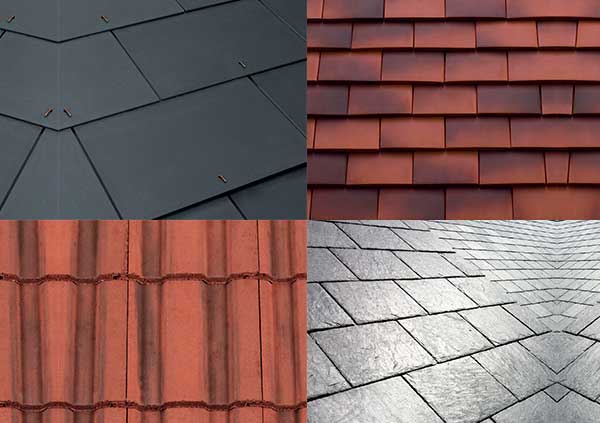 Four types of roof tiling and slating material