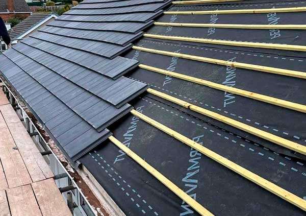 Roof Black tiles installation