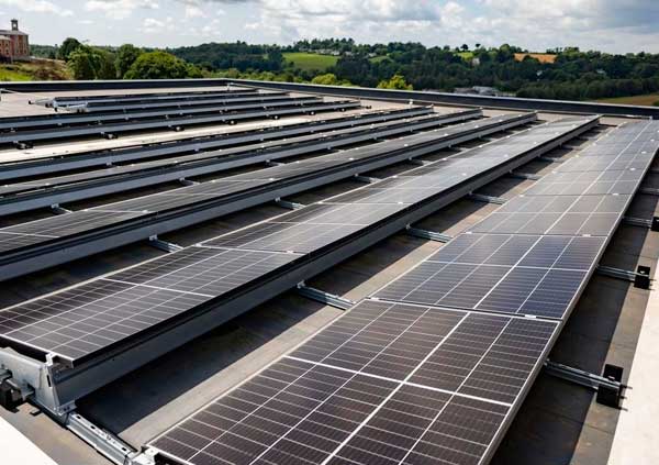 PV panels installation on a commercial roof