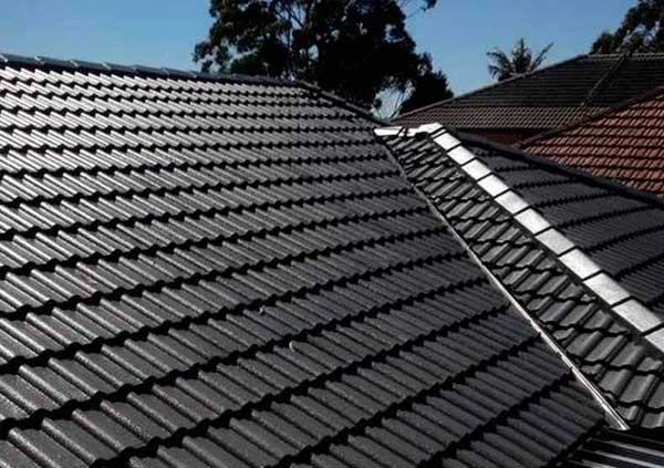 Black tiles roof restored